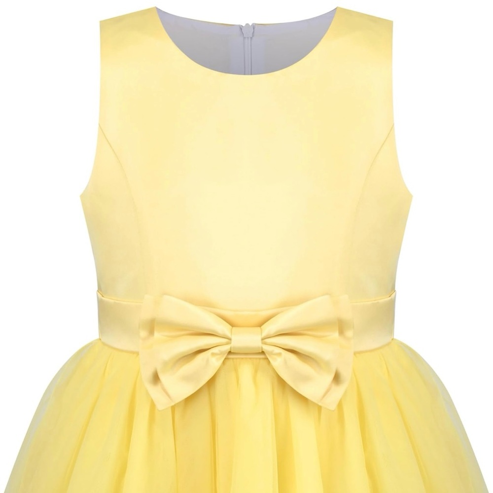 Yellow Satin and Tulle Princess Dress Flower Girl Belle Costume